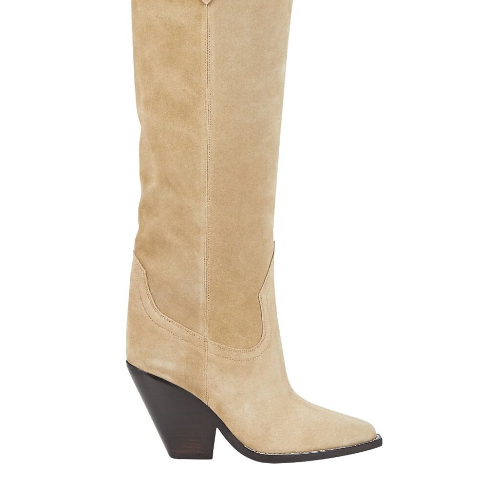 Isabel Marant Lomero Suede Knee-High Western Boots, Size 37, New with Box, Bag